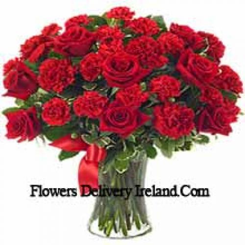 Beautiful Red Roses and Carnations