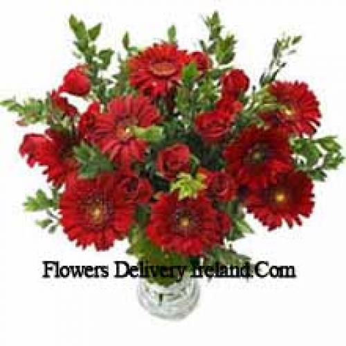 Cute Roses and Gerberas in Vase