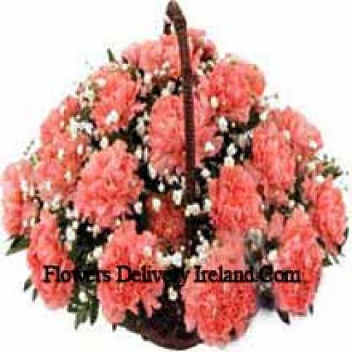 25 Pink Carnation Basket