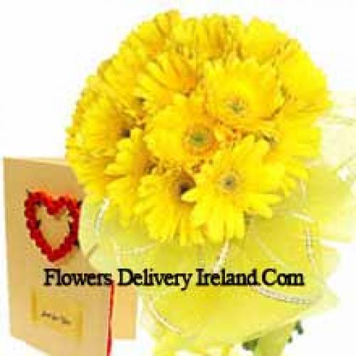 Yellow Gerberas Bunch With Card