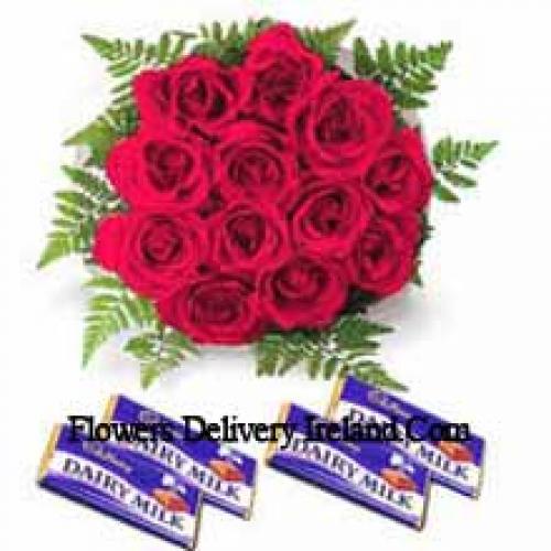 11 Red Roses with Tasty Assorted Chocolates