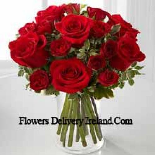 19 Lovely Red Roses in Vase