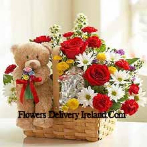 Adorable Assorted Flowers with Cute Teddy