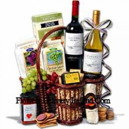 Gourmet Basket Filled with Wines