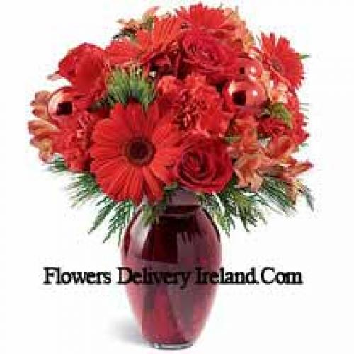 Lovely Red Carnations and Gerberas