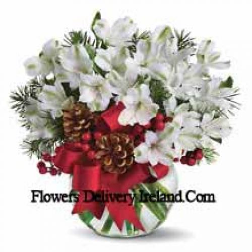 Cute White Alstroemeria in Vase